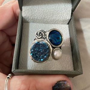 Artisan ISRAEL PZ 925 Ring, Sterling Silver Druzy Ring